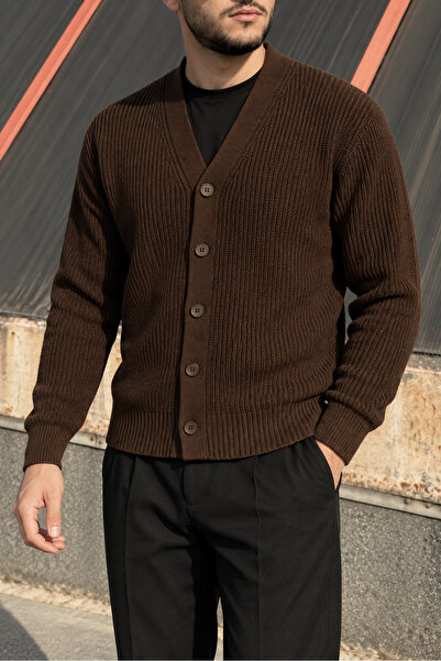 inpool Men's Winter, V-Neck, Regular Fit, 5 Buttons, Basic, Knitwear Knitted ...