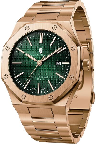 Generic Watch for Men Octagonal Stainless Steel 50M Waterproof Luxury Wrist W...