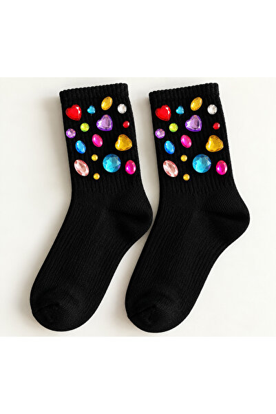 TGSocks Renkli Taşlı Bedazzled Soket Çorap