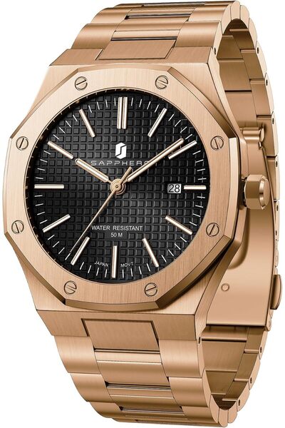 Generic Watch for Men Octagonal Stainless Steel 50M Waterproof Luxury Wrist W...