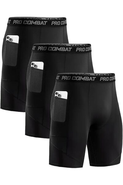 Generic 1/2 Pack Mens Compression Shorts with Pocket, Performance Spandex Ath...