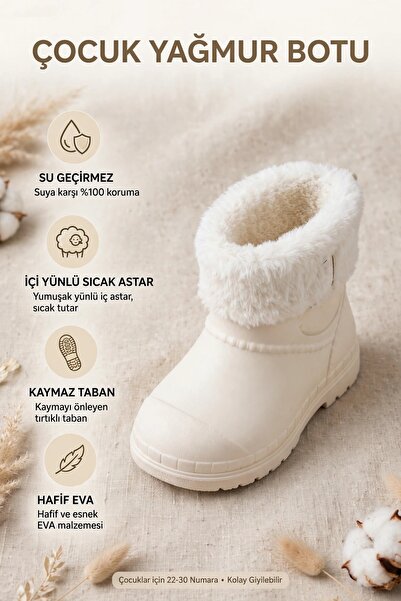 Tomato Bags Minik Adımlar Su Geçirmez İçi Yünlü Kız Çocuk Yağmur Botu - Hafif...