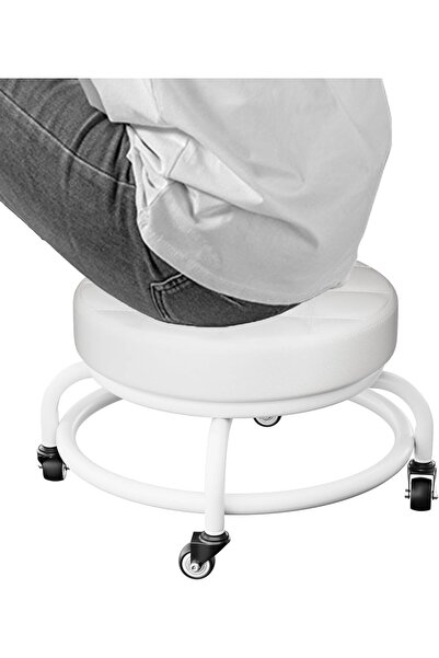 Generic 360° Rolling Low Stool, Thick Metal Frame Roller Seat for Garage, Gar...