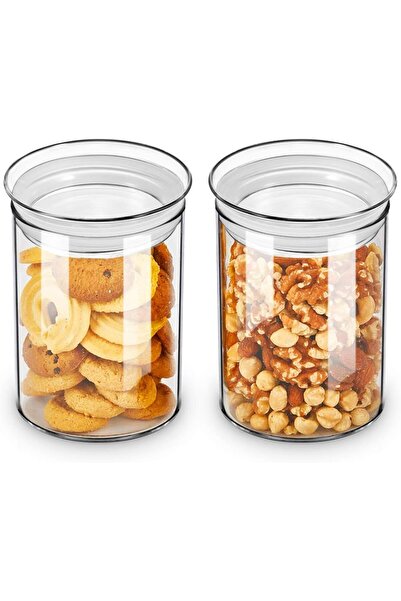 Generic 15oz Glass Food Storage Jars Set of 2, Clear Glass Canisters Sets wit...