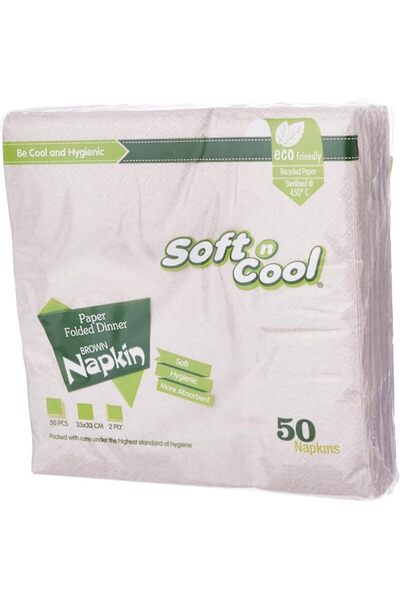 GENERAL مناديل عشاء ورقية ناعمة وباردة من HOTPACK، لون بني، مقاس 33×33 سم، 50...