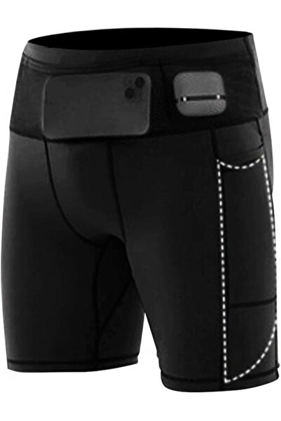 Generic Men’s Black 2-in-1 Running Shorts with Free Soft Flask, Highly Elasti...