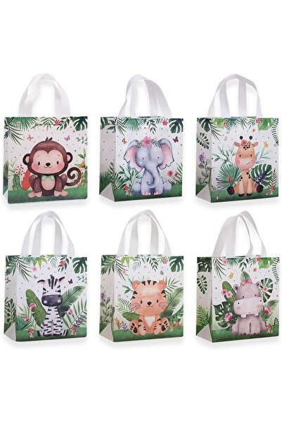 Generic Jungle Themed Favor Bags, 24 Pcs Woodland Animal Print Safari Bags wi...