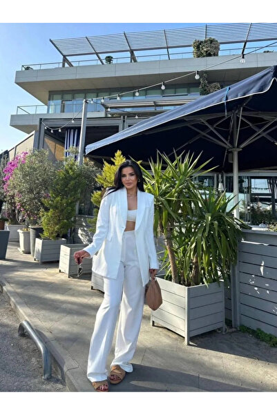 Ekim Store Λευκό κοστούμι με δύο μπλέιζερ με ένα κουμπί