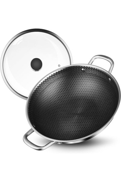 Generic Stainless Steel Wok pan, 32CM Hybrid Woks & Stir-fry Pans, Nonstick C...