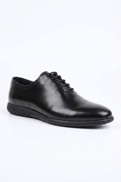 Ahmed Hamdi Bey Star Black Genuine Shiny Leather Flexible Sole Men's Classic Shoes