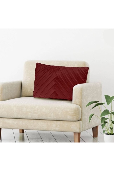 ELITECOMMERCEMARKET Perna Decorativa Bordo Velvet cu Dungi Reliefate pentru C...