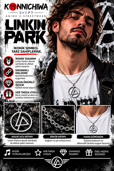 FG KONNİCHİWA Linkin Park Necklace – Rock Music Necklace with Guitar, Pen, an...