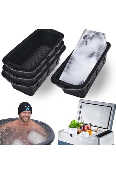 Generic Large Ice Block Mold, 4 Pcs Silicone Ice Cube Molds, Reusable Ice Cub...