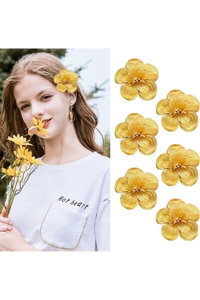 Generic 6 Pcs Tropical Flower Hair Claw Clips, Gold Hairpins for Women, Secur...