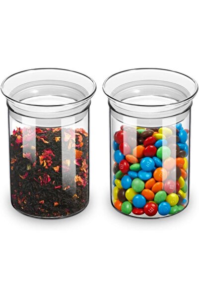 Generic 15oz Glass Food Storage Jars Set of 2, Clear Glass Canisters Sets wit...