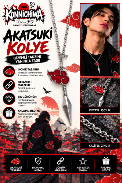 FG KONNİCHİWA Naruto Sharingan Akatsuki Necklace – Anime Necklace with Konoha...