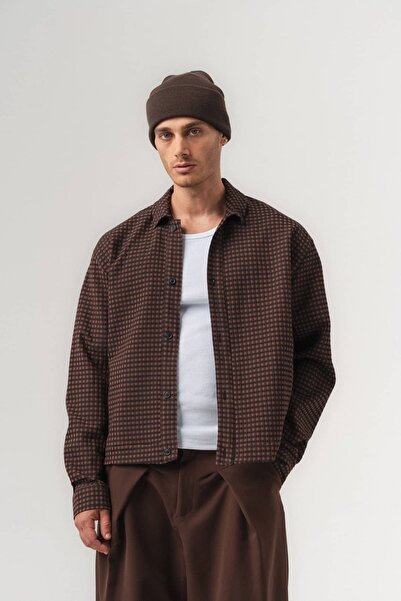 go gang own Gridcore Gingham Patterned Buttoned Seasonal Men's Jacket with El...