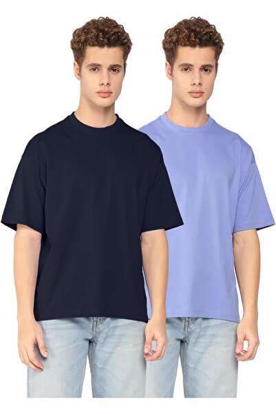 Generic Men's Oversized Boxy Fit T-Shirt (Pack of 2) 100% Cotton Bio-Washed F...