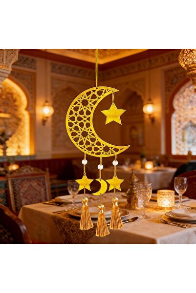 Generic زينة رمضان، لافتات رمضان معلقة للأبواب، زينة رمضان على شكل هلال مجوف،...