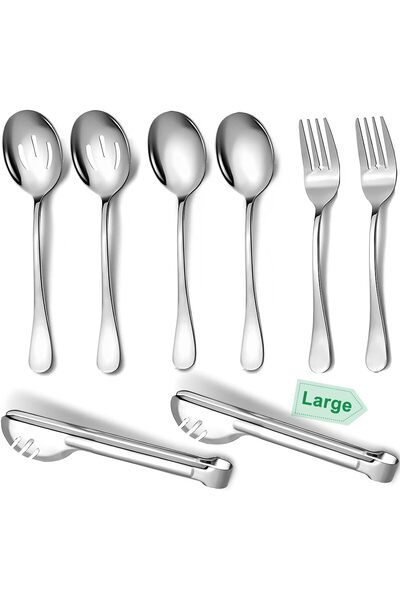 Generic Stainless Steel Serving Utensil,8 Pcs Catering Serving Utensils Set w...