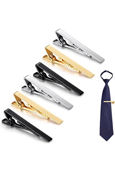 Generic Tie Clips for Men, 6 Pack Classic Tie Clip Silver Gold Black Necktie ...