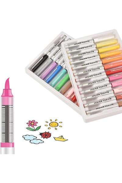 Generic Acrylic Paint Marker Set, Soft Brush Tip, Water-Based Ink with Automa...