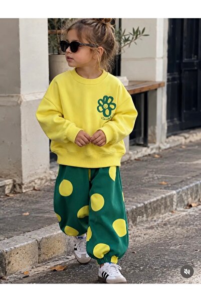 Alvadonna New Season Balloon Polka Dot Pants and Sweatshirt Girls' Top and Bo...