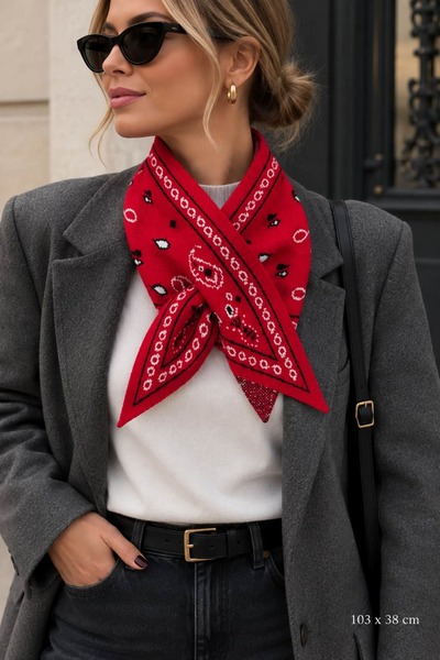 CHARMLUCKY Patterned Triangle Patterned Shawl-Scarf