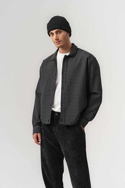 go gang own Gridcore Gingham Patterned Buttoned Seasonal Men's Jacket with El...