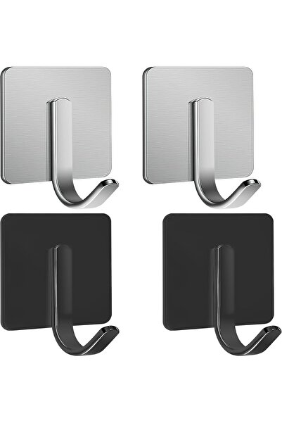 Generic Adhesive Wall Hooks, Towel Hooks Stainless Steel, Heavy Duty, 4-Pack,...