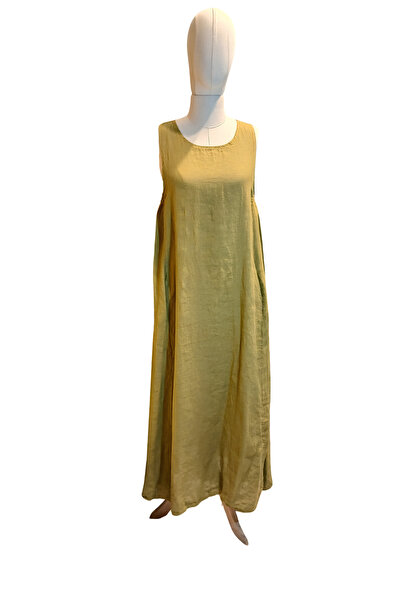 Lino Women's Natural Linen Sleeveless Dress & Silk Blend Tassel Detailed Long Kimono Jacket Set