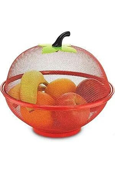 Generic Red Apple Shaped Fruit Basket with Lid – Mesh Metal Wire Fruit Bowl C...