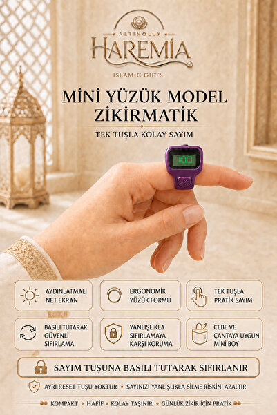 Altınoluk Haremia Mini Yüzük Model Zikirmatik | Dijital Zikir Sayacı Parmak Z...