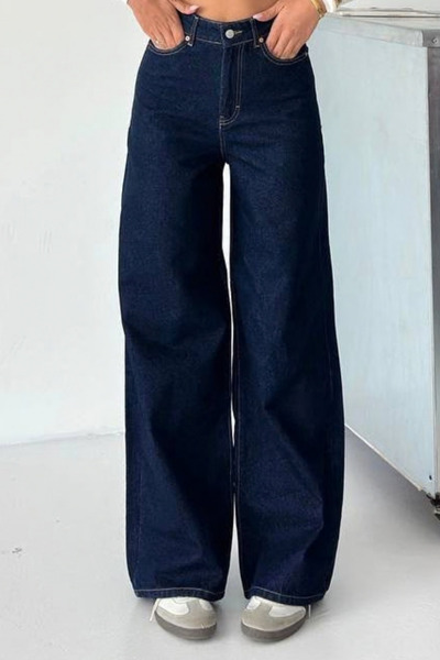 Balenbi Women's High Waist Jean Loose Fit Extra Wide Leg Denim Trousers 1240 ...