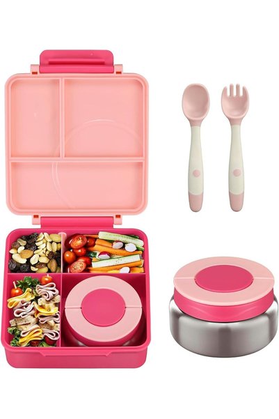Generic مجموعة صناديق غداء بينتو للأطفال، صندوق غداء معزول، مع حاوية شوربة حر...