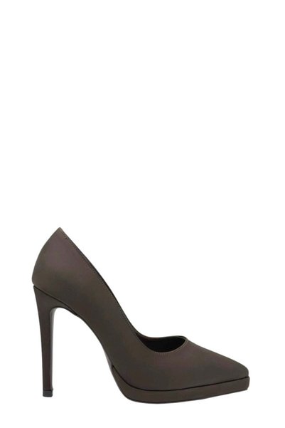 Moulin Shoes Brown Satin Platform Heeled Stiletto Women's Shoes (048 260533)