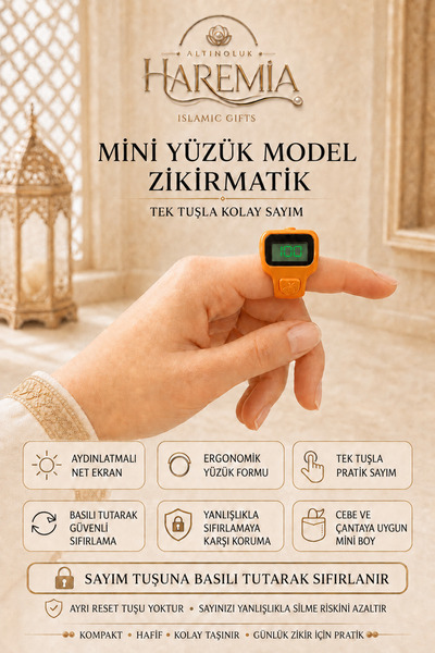Altınoluk Haremia Mini Ring Model Zikirmatik |   Digital Dhikr Counter Finger Dhikr Matik