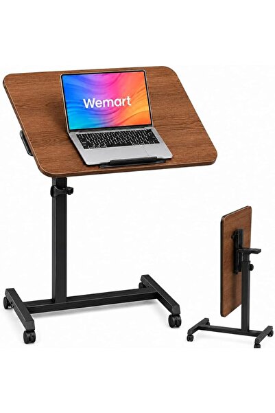 Wemart طاولة لابتوب قابلة للطي مع عجلات، قابلة لتعديل الارتفاع من 59 إلى 89 سم