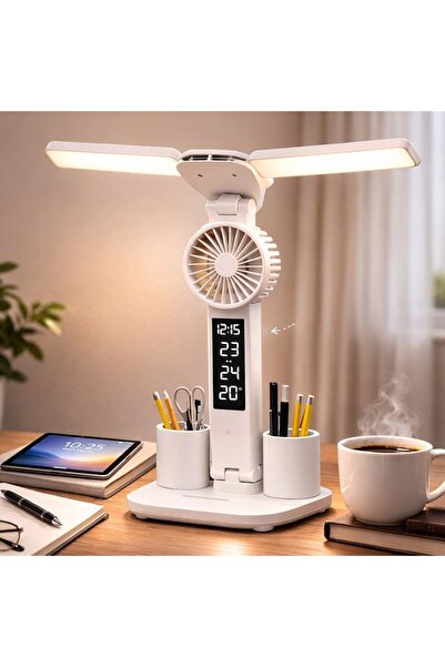 ELITECOMMERCEMARKET Lampa de Birou 3in1 LED cu Ventilator si Ecran