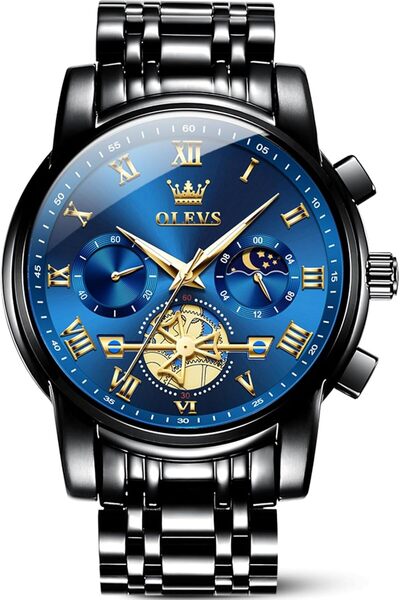 Generic Watch for Men Waterproof Blue Dial Mens Dress Watches Luxury Two Tone...