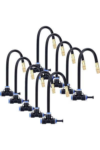 Generic 10 Pcs Brass Misting Nozzles Tee with 8 inch Built in Hose for Outdoo...