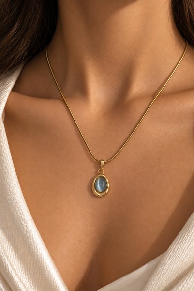 Ayzida Blue Sparkle Gold Necklace