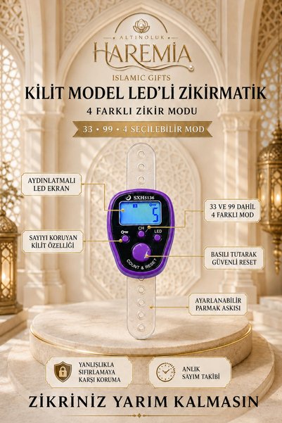 Altınoluk Haremia Led Zikirmatik with Lock Feature |   4-Mode Digital Zikirma...