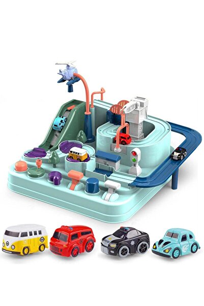 Arabest Car Adventure City Rescue Race Track Toy Set with 4 Mini Cars,Prescho...