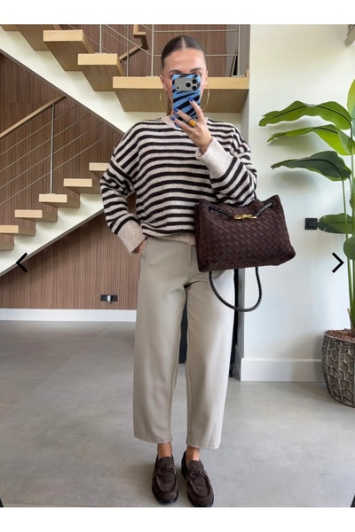 yeditepe fashion Oversize Two-Tone Wool Blend Knitwear