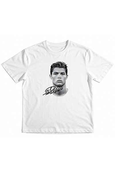 KIZ ERKEK ÇOCUK CRİSTİANO RONALDO İMZALI ÖN BASKILI %100 PAMUKLU ORGANİK T-SHİRT