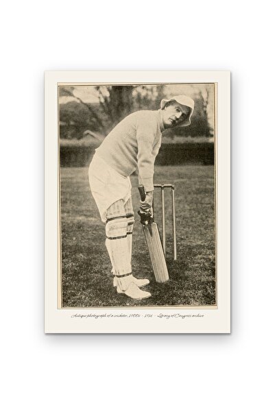 OEM Poster Carton 250g A4, Fotografie Antica Originala de Jucator de Cricket ...