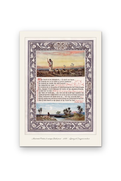 OEM Poster Carton 250g A4, Psalm 23 Ilustrat Vintage 1880, Arhiva Istorica