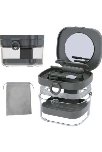 Arabest Denture Case and Retainer Cleaning Box with Removal Tool and Brush,Le...