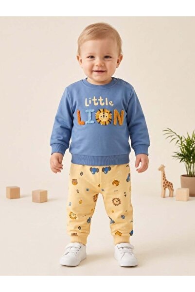 Zekids Baby Boy Lion Printed Tracksuit Set